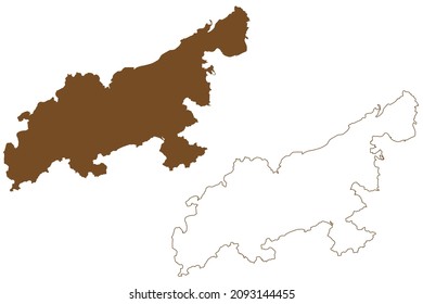 Lantau island (Hong Kong Special Administrative Region of the People's Republic of China, HKSAR) map vector illustration, scribble sketch Lantao or Lan Tao map