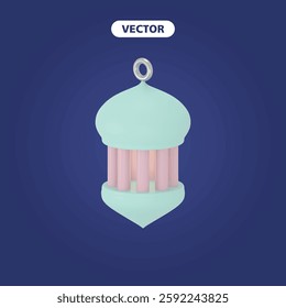 lantern 3D vector icon set, on a dark blue background