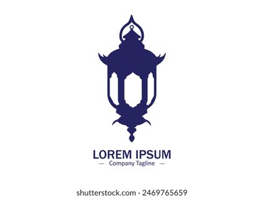 Lantern arabic lamp Logo Design icon vector silhouette isolated