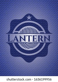 Lantern badge with denim texture. Vector Illustration. Detailed.