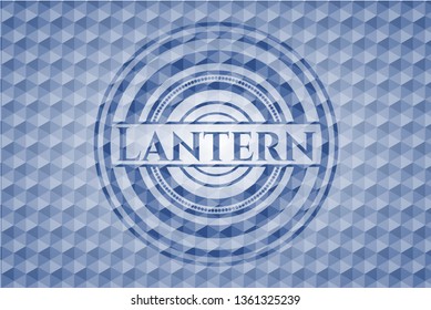 Lantern blue emblem with geometric background.