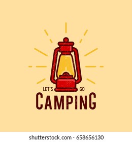 Lantern Camp Logo Vector Line Illustration