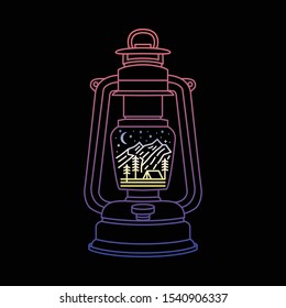 Lantern Camping Hiking Climbing Graphic Illustration Vector Art T-shirt Design