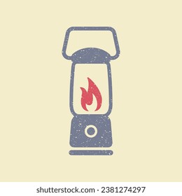 Lantern camping lamp Icon. Flat icon in retro style