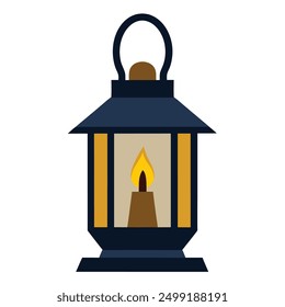 Lantern with candle, cozy hand drawn style