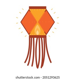 lantern with candle decoration icon style