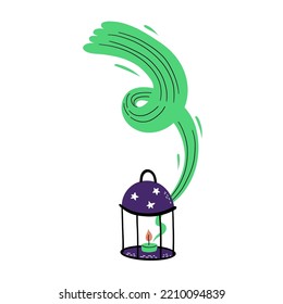 Lantern With Candle. Hand Drawn Halloween Illustration
