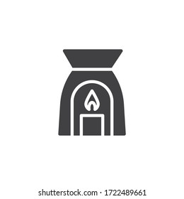 Lantern with candle vector icon. filled flat sign for mobile concept and web design. Aromatherapy candle glyph icon. Symbol, logo illustration. Vector graphics
