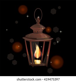 A Lantern with candle, vector illustration, contain gradient mash, eps-10