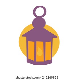 lantern, cartoon flat style, color vector art illustration icon.