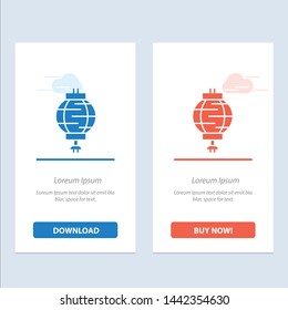 Lantern, China, Chinese, Decoration  Blue and Red Download and Buy Now web Widget Card Template