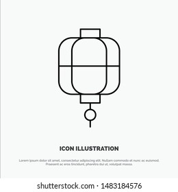Lantern, China, Chinese, Decoration Vector Line Icon