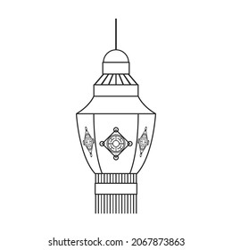 Lantern of chinese outline vector icon.Outline vector illustration red lamp. Isolated illustration of red lantern chinese icon on white background.