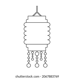 Lantern of chinese outline vector icon.Outline vector illustration red lamp. Isolated illustration of red lantern chinese icon on white background.