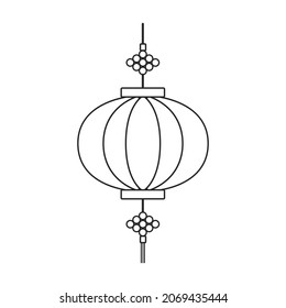 Lantern of chinese outline vector icon.Outline vector illustration red lamp. Isolated illustration of red lantern chinese icon on white background.