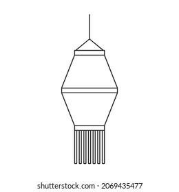 Lantern of chinese outline vector icon.Outline vector illustration red lamp. Isolated illustration of red lantern chinese icon on white background.
