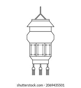 Lantern of chinese outline vector icon.Outline vector illustration red lamp. Isolated illustration of red lantern chinese icon on white background.