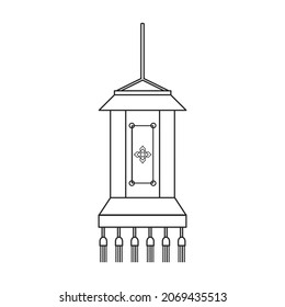 Lantern of chinese outline vector icon.Outline vector illustration red lamp. Isolated illustration of red lantern chinese icon on white background.