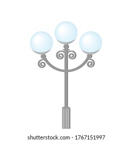 lantern for city and Park lighting in flat style, isolated on a white background, color vector illustration, design, decoration