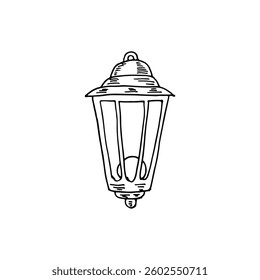 Lantern classic design vector cartoon hand-drawn vector electricity lamp.