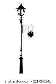 lantern and clock illustrator black and white