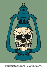 The lantern contains a skull, logo Vintage lantern