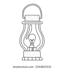 Lantern doodle line icon isolated on white background vector graphics