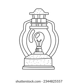 Lantern doodle line icon isolated on white background vector graphics