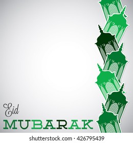 Lantern "Eid Mubarak" (Blessed Eid) card in vector format.