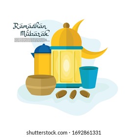 lantern element design flat illustration ramadhan mubarak