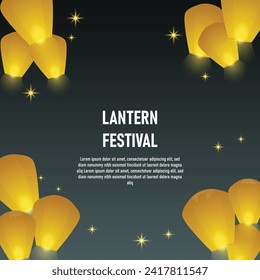 Lantern Festival background. Design with gradient. Vector illustration.