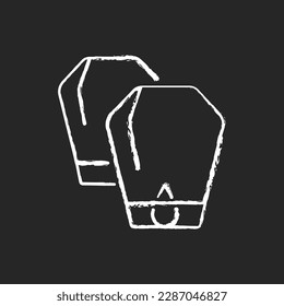 Lantern festival chalk white icon on black background. Traditional chinese new year celebration. Honouring deceased ancestors. First full moon night. Isolated vector chalkboard illustration