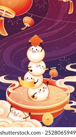 Lantern Festival glutinous rice balls characters lantern