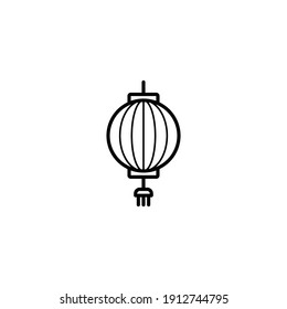 Lantern Festival Line Icon - Lunar New Year Elements Icon Set Vector Illustration