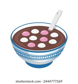 Lantern Festival,Winter Solstice festival food,tang yuan,glutinous rice,glutinous rice balls,vector illustration