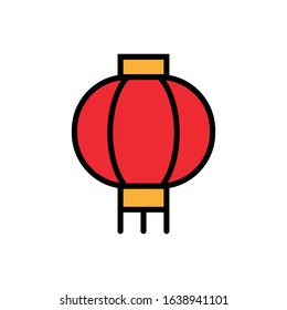 Lantern with filled line icon 