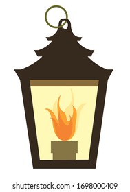 Lantern fire light vintage icon vector