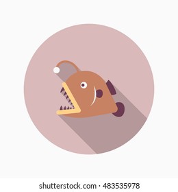 Lantern fish icon, Vector flat long shadow design. EPS10