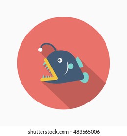 Lantern fish icon, Vector flat long shadow design. EPS10
