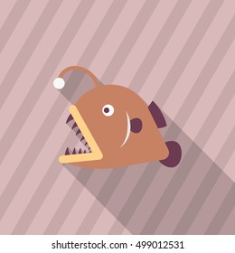 Lantern fish icon, Vector flat long shadow design. EPS10
