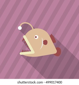 Lantern fish icon, Vector flat long shadow design. EPS10