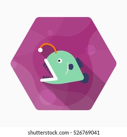 Lantern fish icon, Vector flat long shadow design. EPS10