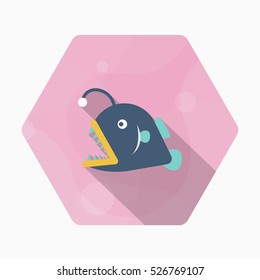 Lantern fish icon, Vector flat long shadow design. EPS10