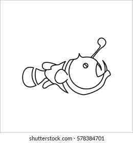 Lantern fish symbol simple line icon on background
