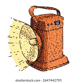 lanterna lanterna desenhada à mão. lâmpada incandescente, metal da bateria, latão alumínio lanterna lanterna esboço vetor. ilustração de cor isolada