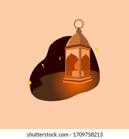 lantern flat illustration for greeting ramadan 
