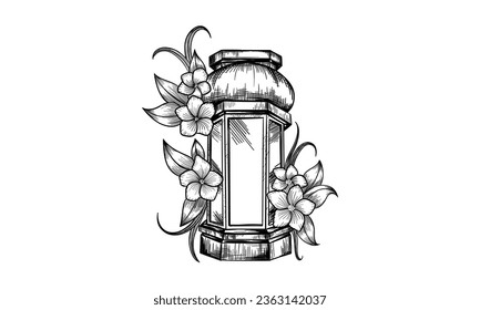 Lantern and flowers sketch