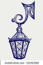 Lantern from the forged metal. Doodle style