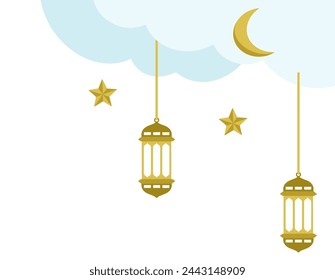 Lantern Frame Islamic Background Illustration