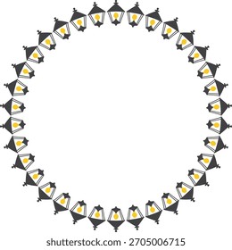 Lantern frame. Old-fashioned outdoor light lamps template. Street light illustration. Old style metal electricity lamp